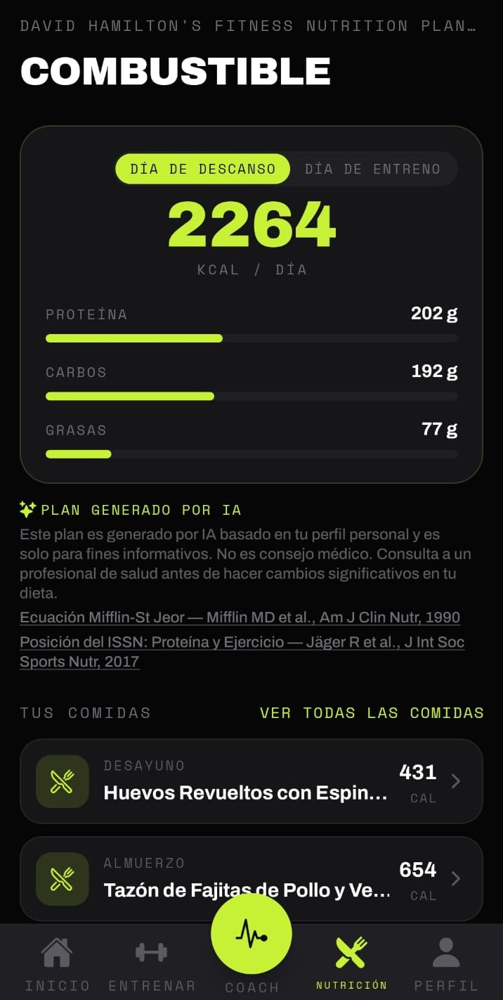 American Iron app — AI nutrition plan with calories and macros